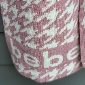 Bebe Pinkish and White Logo Acrylic Scarf